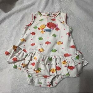 Child of Mine Baby Adorable Fish Ruffle Skirted Bubble Romper